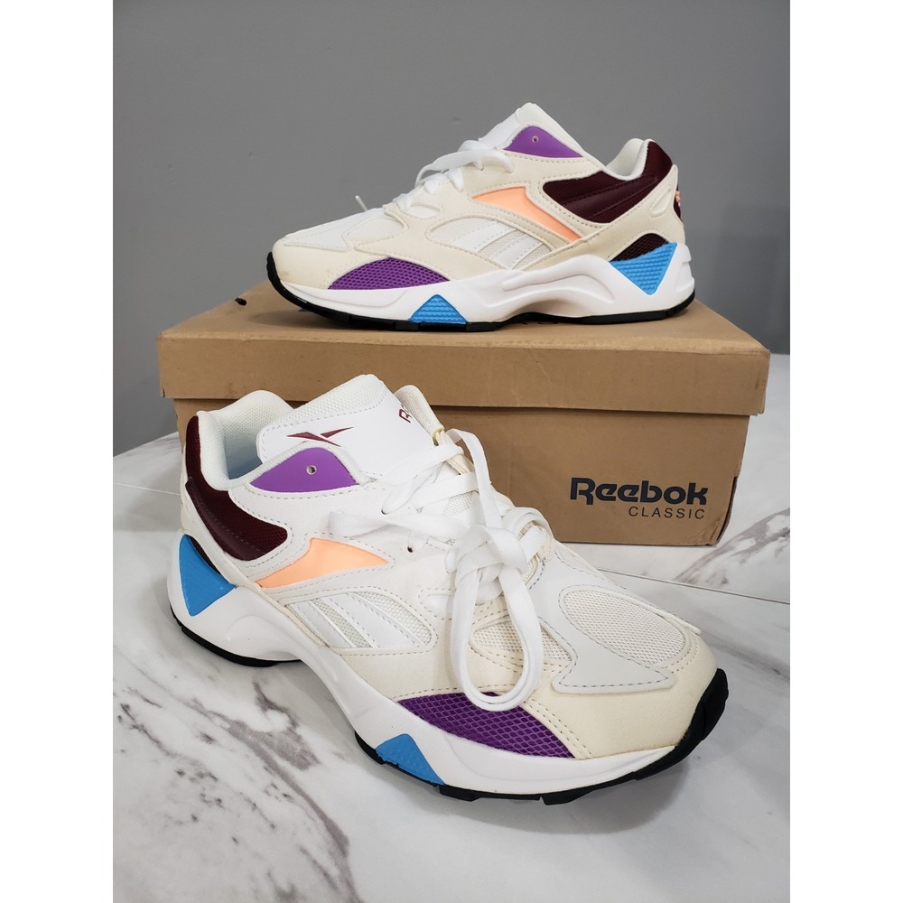 Reebok Aztrek 96‎ Running Shoes Womens Size 7 White/Porcelain/Maroon Sneakers